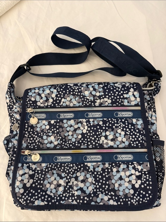 Lesportsac Handbags - Lesportsac Navy Multi Dot Print Crossbody Bag